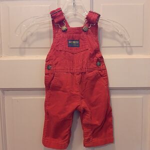 Vtg Oshkosh B'Gosh Vestbak Red Corduroy Overall 6 months Baby Infant USA Made